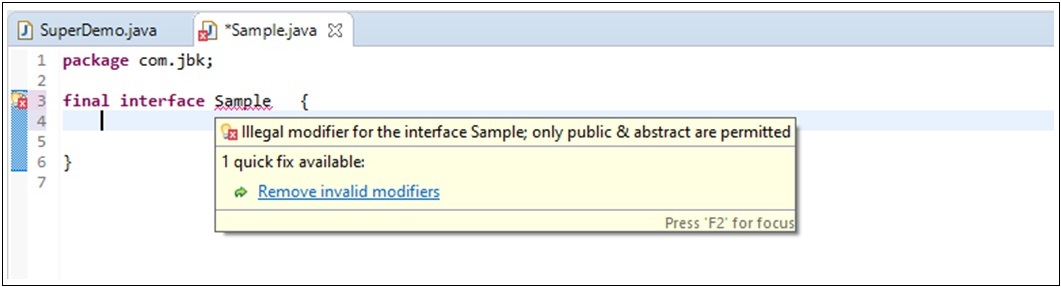 Final Keyword Example Final Keyword Example