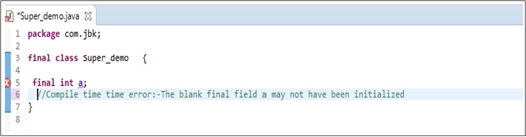 Final Keyword Example Final Keyword Example