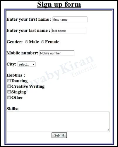Sign Up HTML Form sign up html form