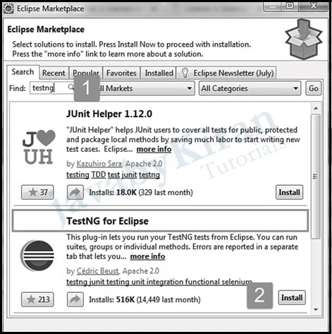 Install TestNG plugin for Eclipse install TestNG plugin for Eclipse