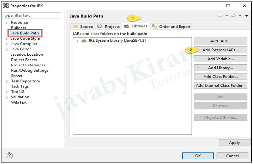 steps to add selenium jar file externally