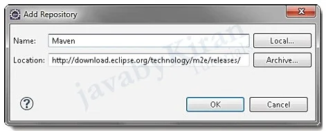 Add Repository Window maven plugin installation in eclipse