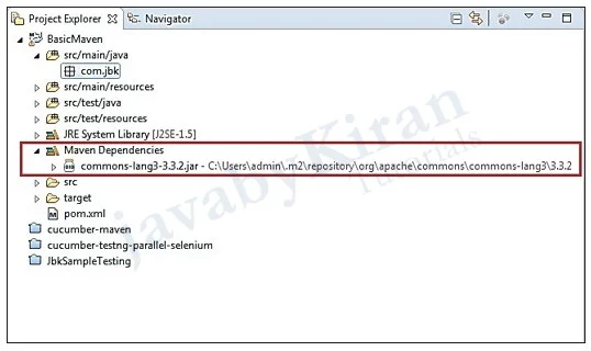 Jar file is saved in Maven Dependency Folder maven dependency commons-lang3