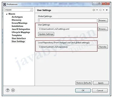 Step 2. Click on Browse. maven local repository in eclipse