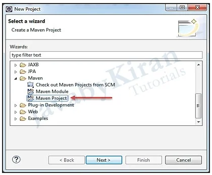 Step 1. Select Maven Project steps to create a new maven project