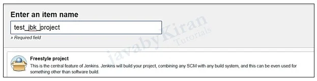Step 3. Enter Item Name. configuring jenkins project