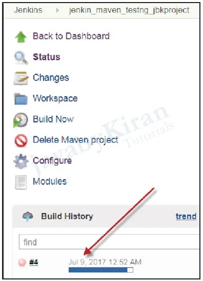 Below we can see Build is in progress. jenkins integration with maven