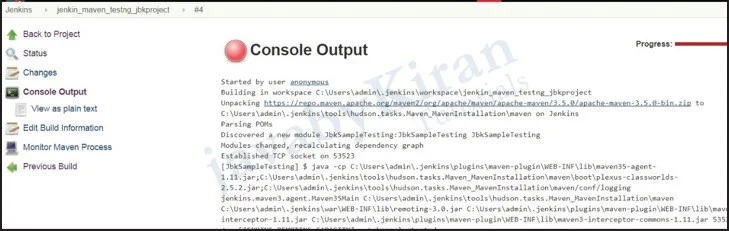 Console Output Screen Appears jenkins integration with maven