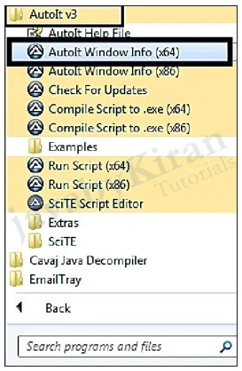Click on AutoIt Window Info autoit window info