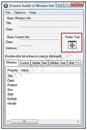 Now Click on Finder Tool autoit window info
