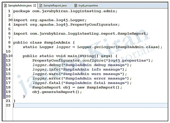 SampleAdmin.java File log4j example