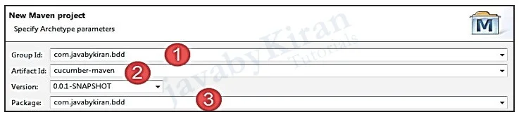 Specify Archetype Parameters create new maven project