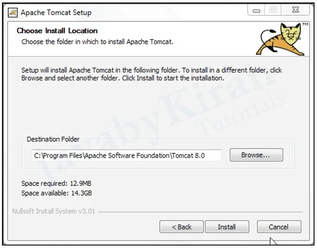 Click on Install. apache tomcat server installation