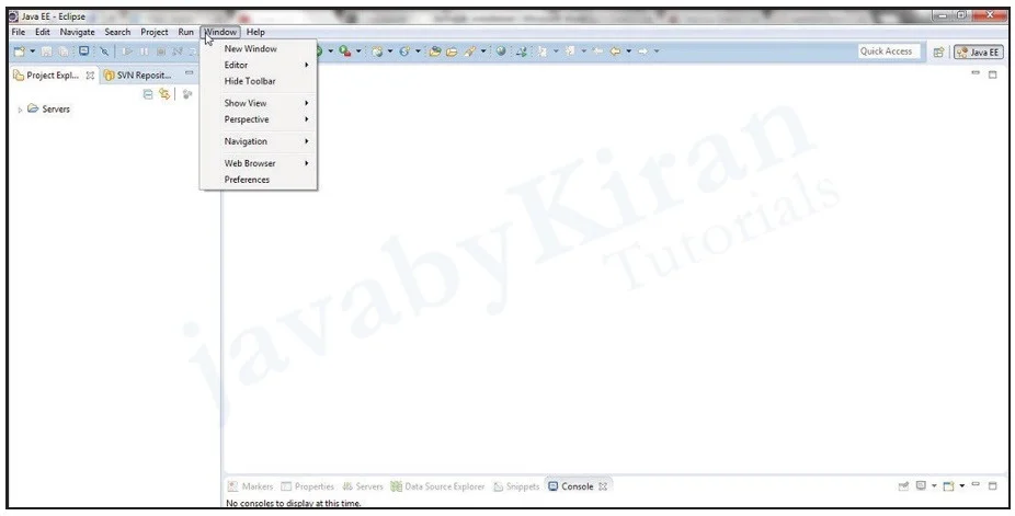 Click on Windows Menu and select Preferences. web application using tomcat server