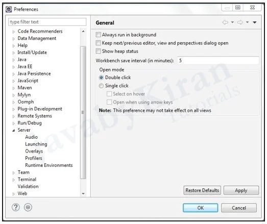 Click on Server Section and select Runtime Environment. web application using tomcat server