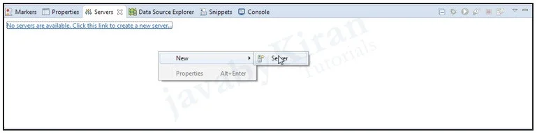 Right-click on screen. Now Click on New-> Server web application using tomcat server