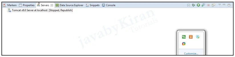 Select the ‘server’ and click on ‘start server’ button web application using tomcat server