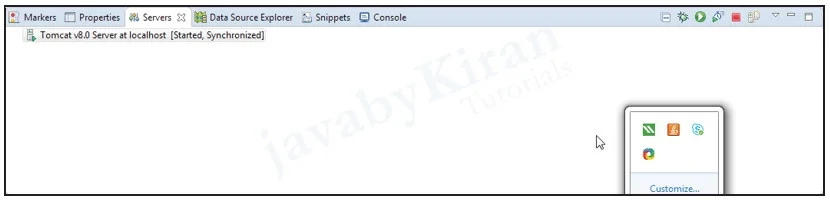 Click on ‘start’ button and Server will be synchronized. web application using tomcat server