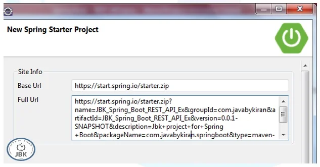 Spring Starter Project Site Info create Spring Starter Project via Spring Initializr Web Service