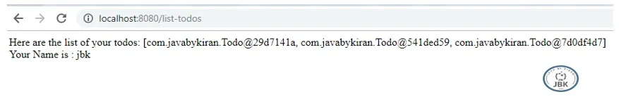 Manage Todos page run simple java application on localhost
