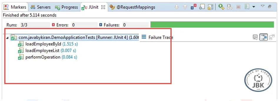 JUnit Result Window junit result window