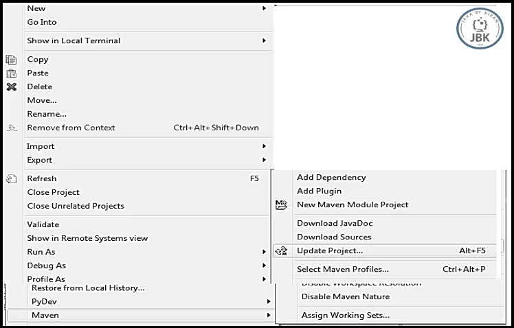 Update Maven Project update maven project