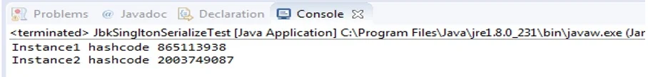 Output Java Singleton Design Pattern Program output