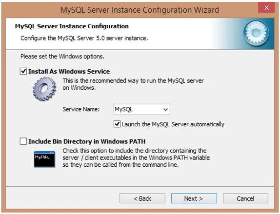Select Install as Windows Service, click on Next. Select Install as Windows Service, click on Next