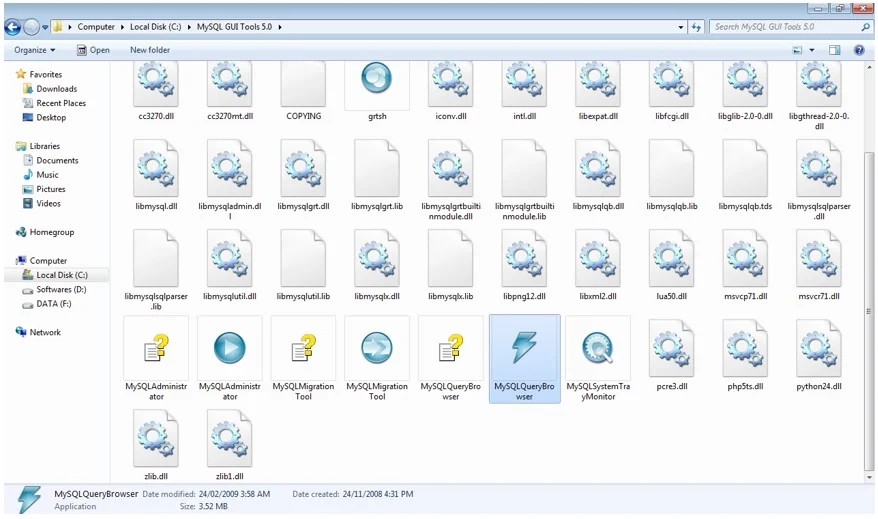 Browse MySQL GUI Tools 5.0 folder in that open Query Browser by double clicking. Browse MySQL GUI Tools 5.0 folder in that open Query Browser by double clicking