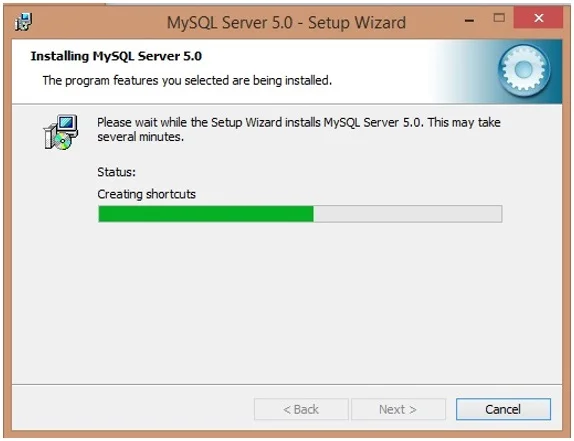 Installation of MySQL in Progress Installation of MySQL in Progress